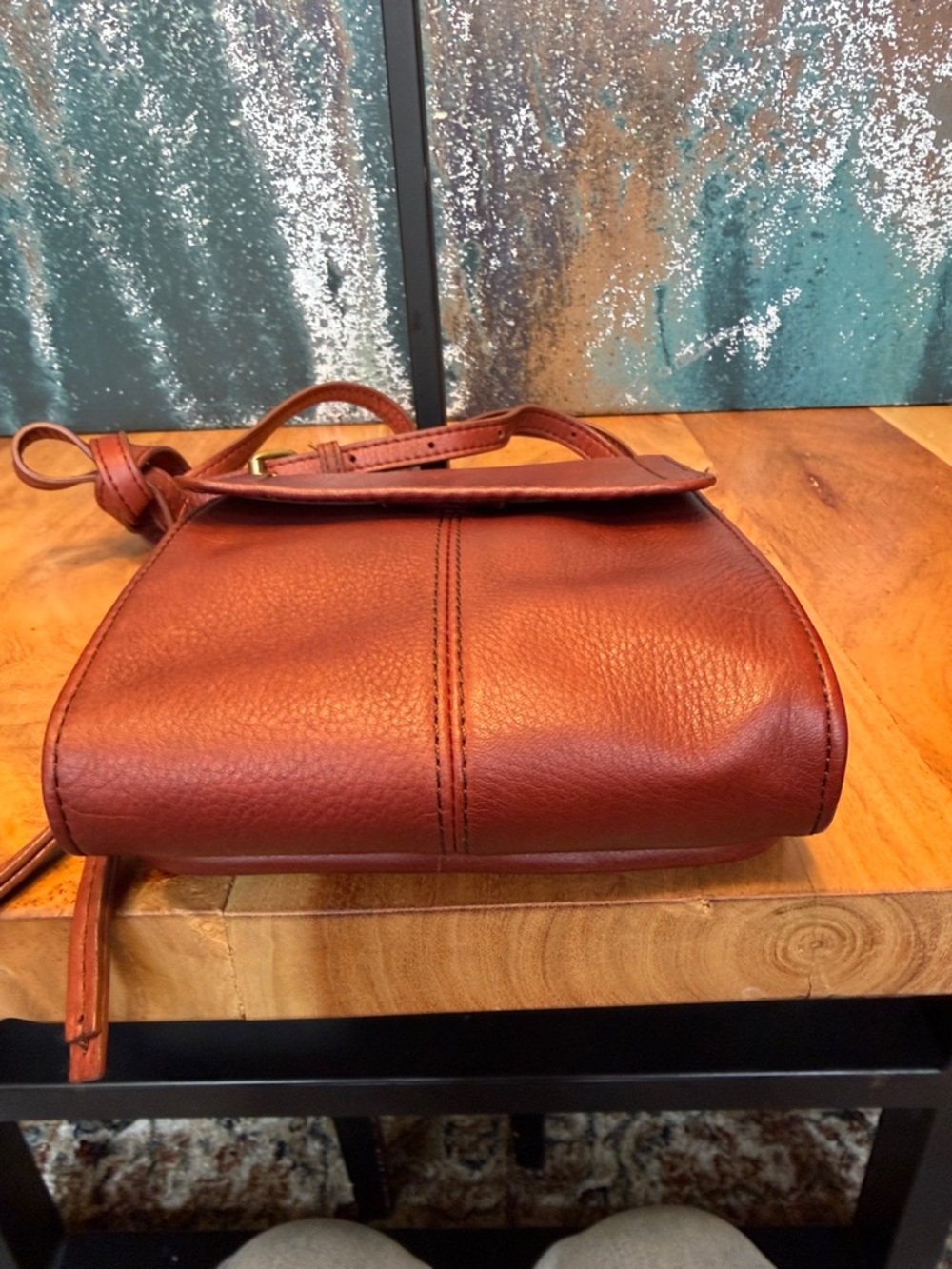 American Leather Co Old Money Brown Leather Crossbody Bag (EUC) - Picture 9 of 16